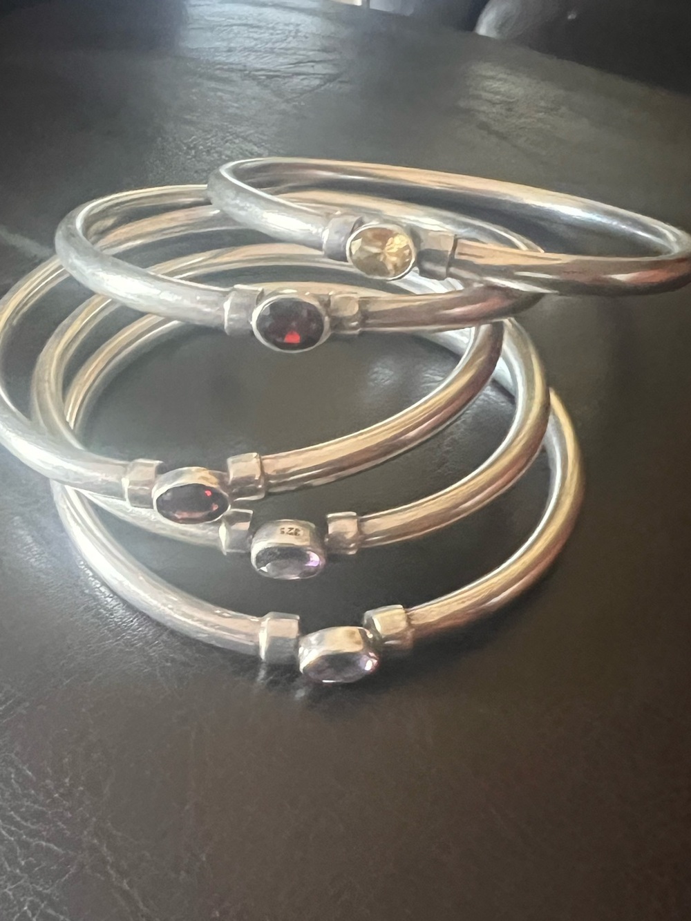Sterling Silver Multi-Gemstone Stackable Rings - Assorted Colors - Picture 2 of 12